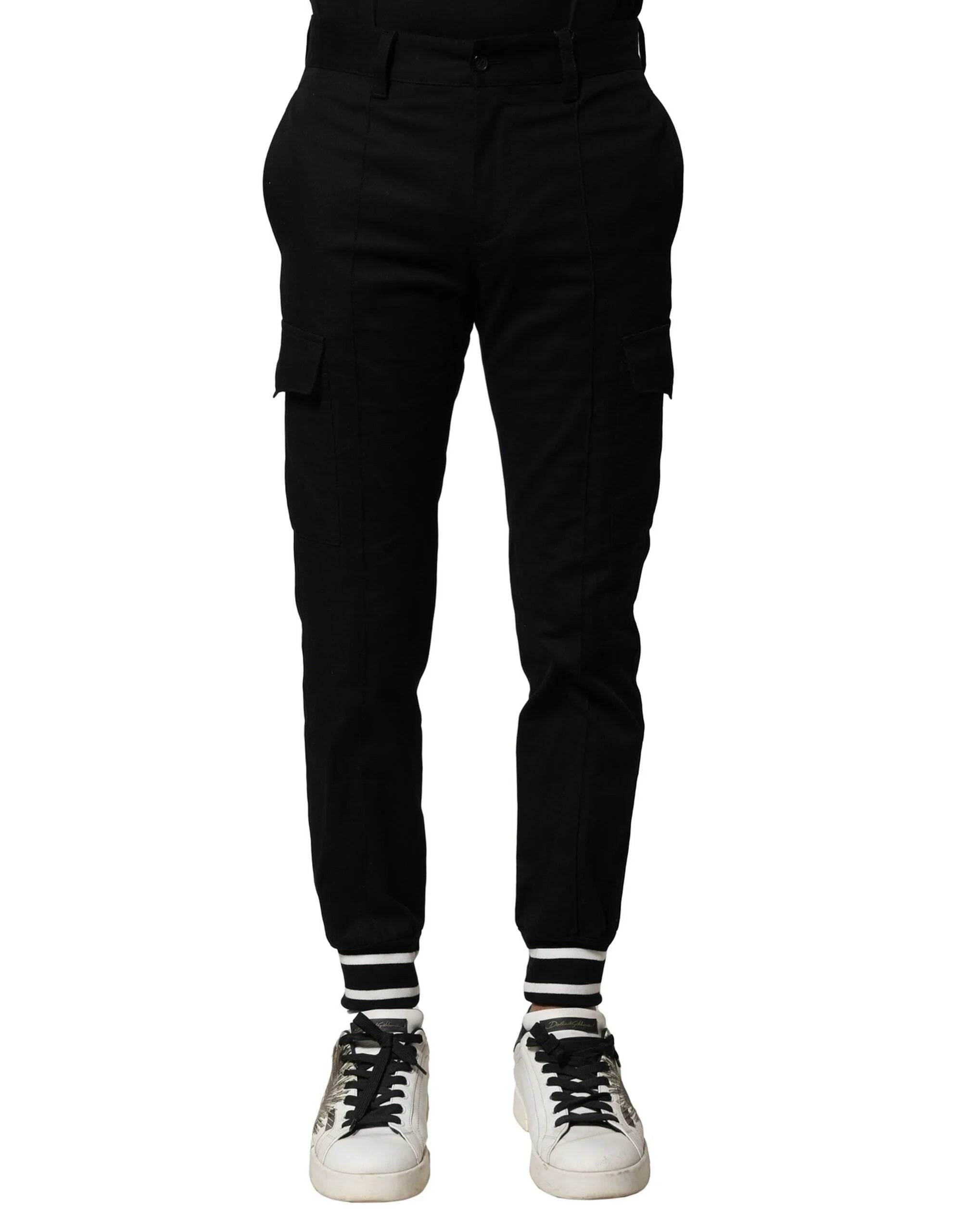 Dolce & Gabbana Black Cotton Cargo Joggers Men Pants - IT44 | XS - Cargo Pants