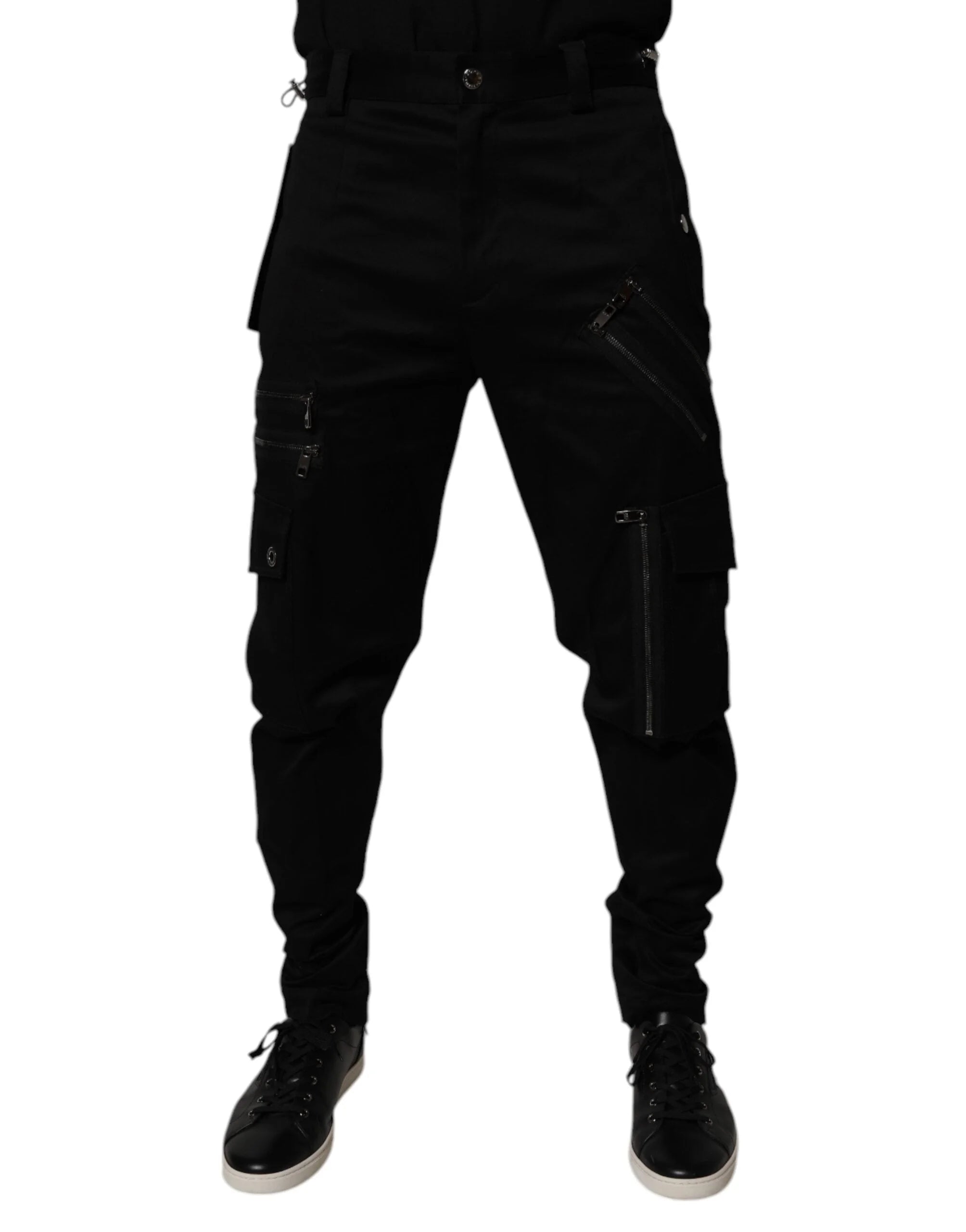 Dolce & Gabbana Black Cotton Cargo Tapered Pants - IT48 | M - Cargo Pants