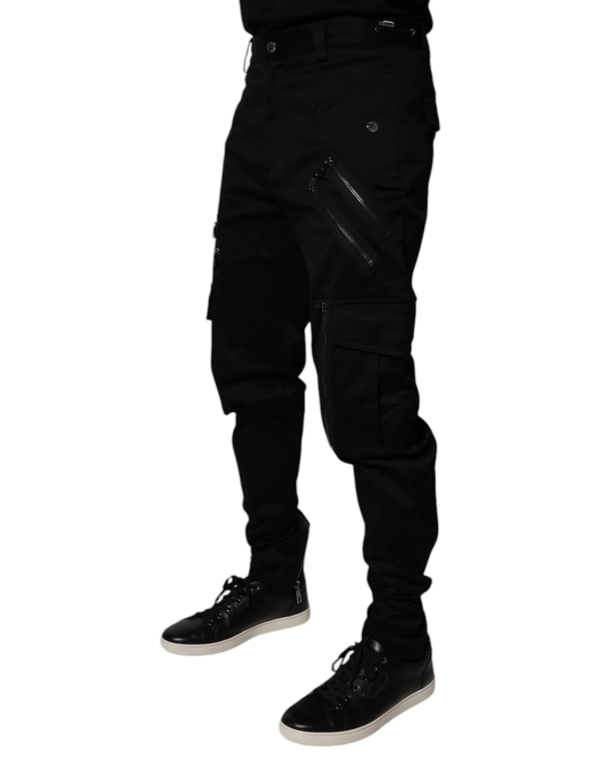Dolce & Gabbana Black Cotton Cargo Tapered Pants - IT48 | M - Cargo Pants