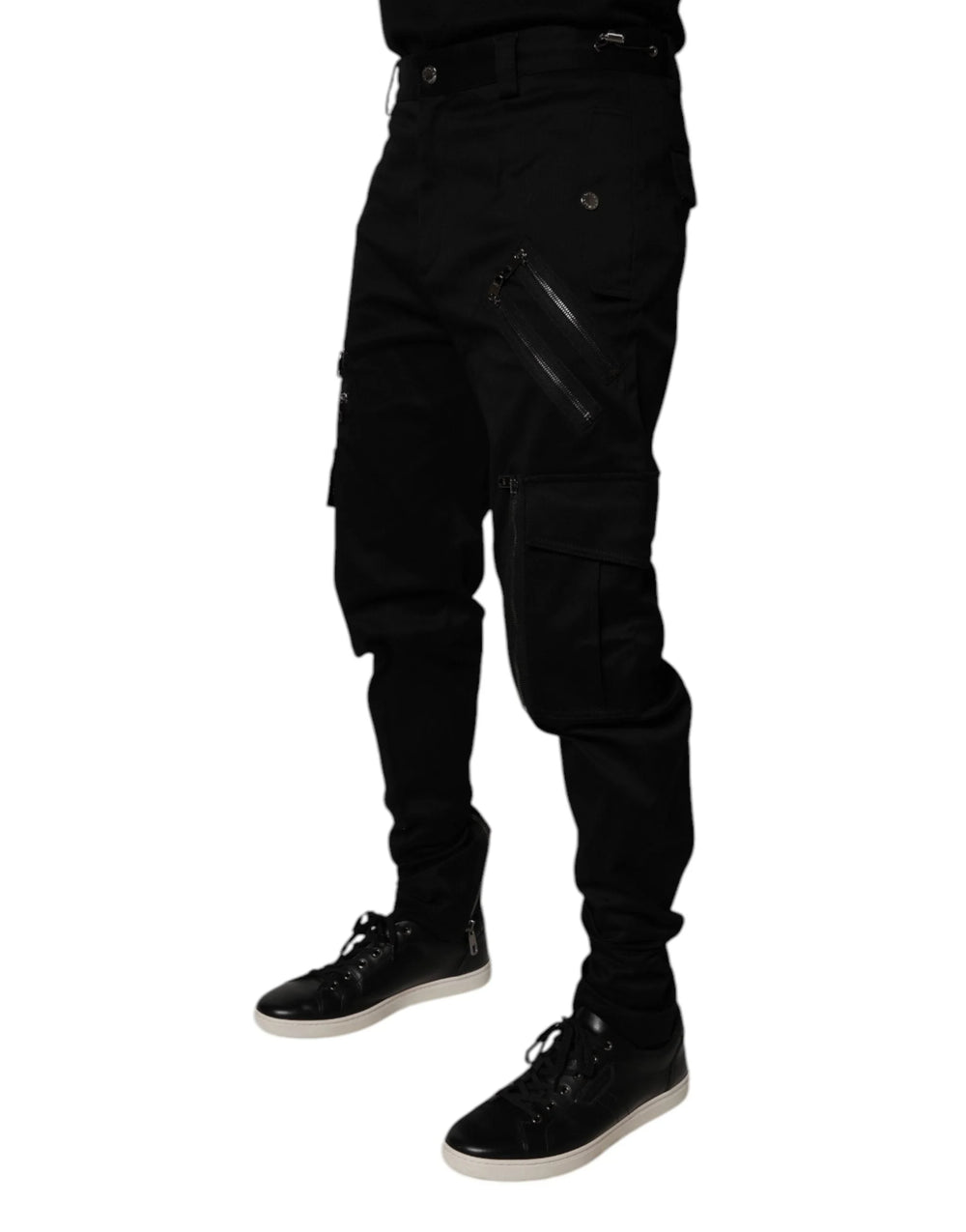 Dolce & Gabbana Black Cotton Cargo Tapered Pants - IT48 | M - Cargo Pants
