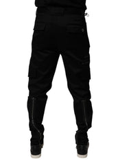 Dolce & Gabbana Black Cotton Cargo Tapered Pants - IT48 | M - Cargo Pants