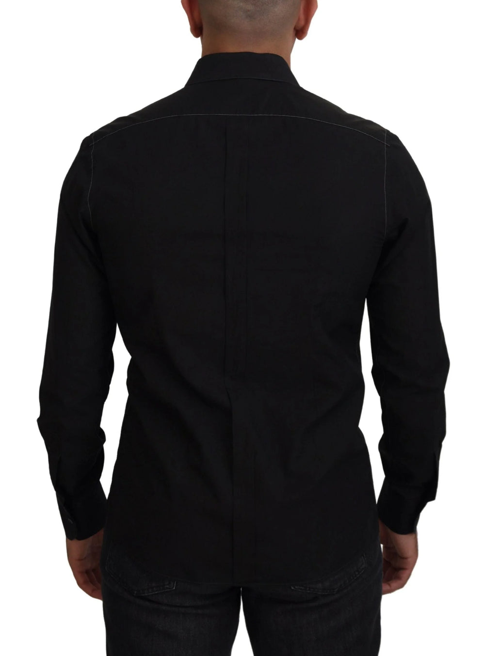 Dolce & Gabbana Black Cotton Collared Long Sleeve GOLD Shirt - IT41 | L - Shirts
