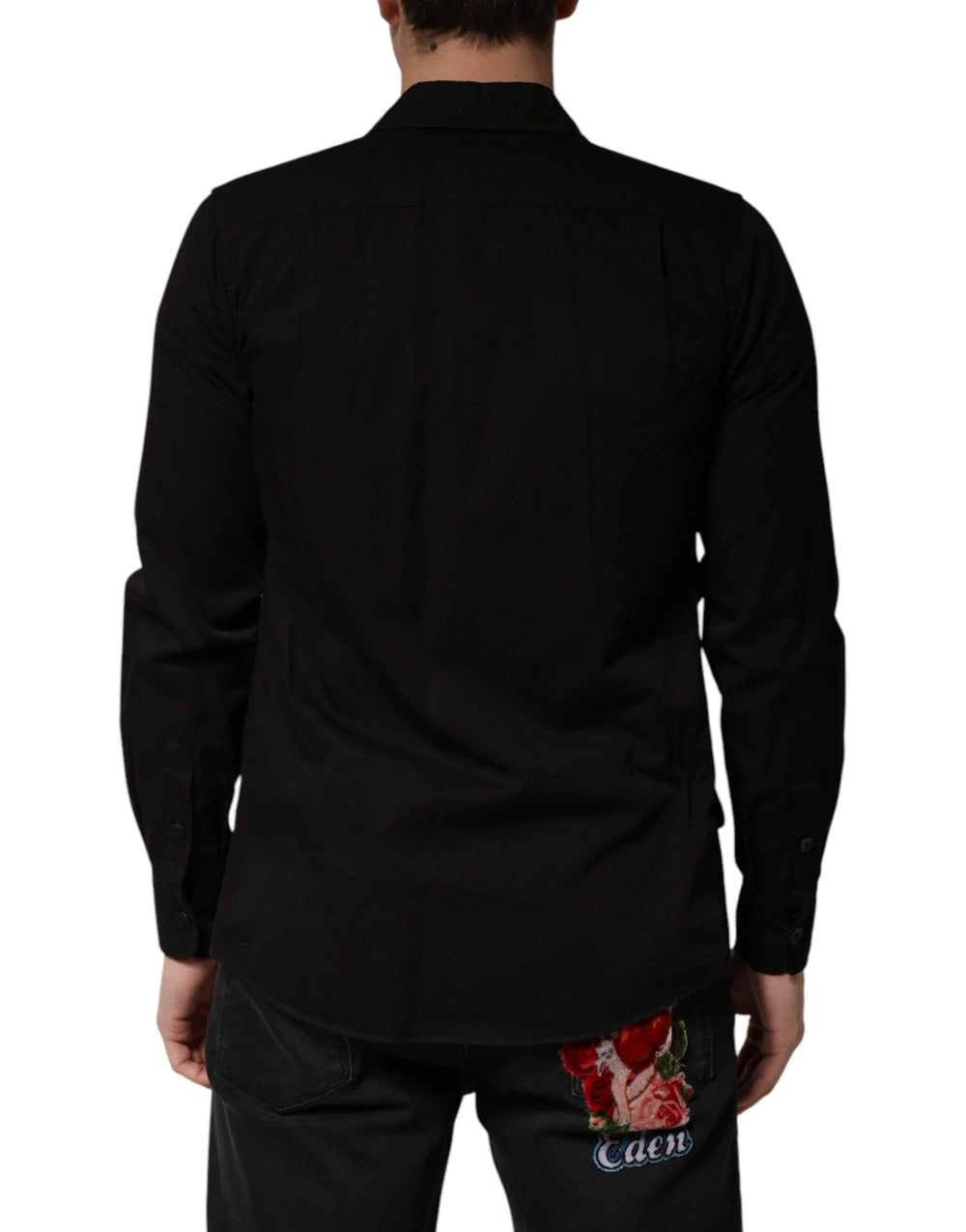 Dolce & Gabbana Black Cotton Collared Men Button Down Shirt - IT37 | XS