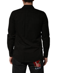 Dolce & Gabbana Black Cotton Collared Men Button Down Shirt - IT37 | XS