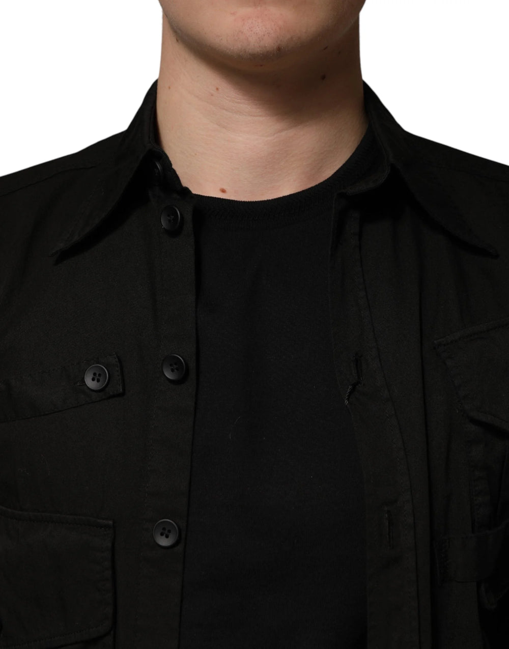 Dolce & Gabbana Black Cotton Collared Men Button Down Shirt - IT37 | XS