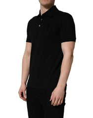 Dolce & Gabbana Black Cotton Collared Short Sleeves Men Polo T-shirt - IT48 | M