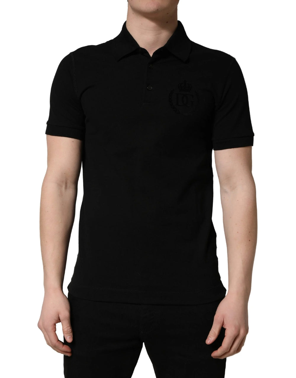 Dolce & Gabbana Black Cotton Collared Short Sleeves Men Polo T-shirt - IT48 | M