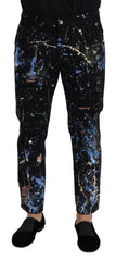 Dolce & Gabbana Jeans de Denim de Algodón Negro con Estampado Color Splash - IT48 | M - Jeans
