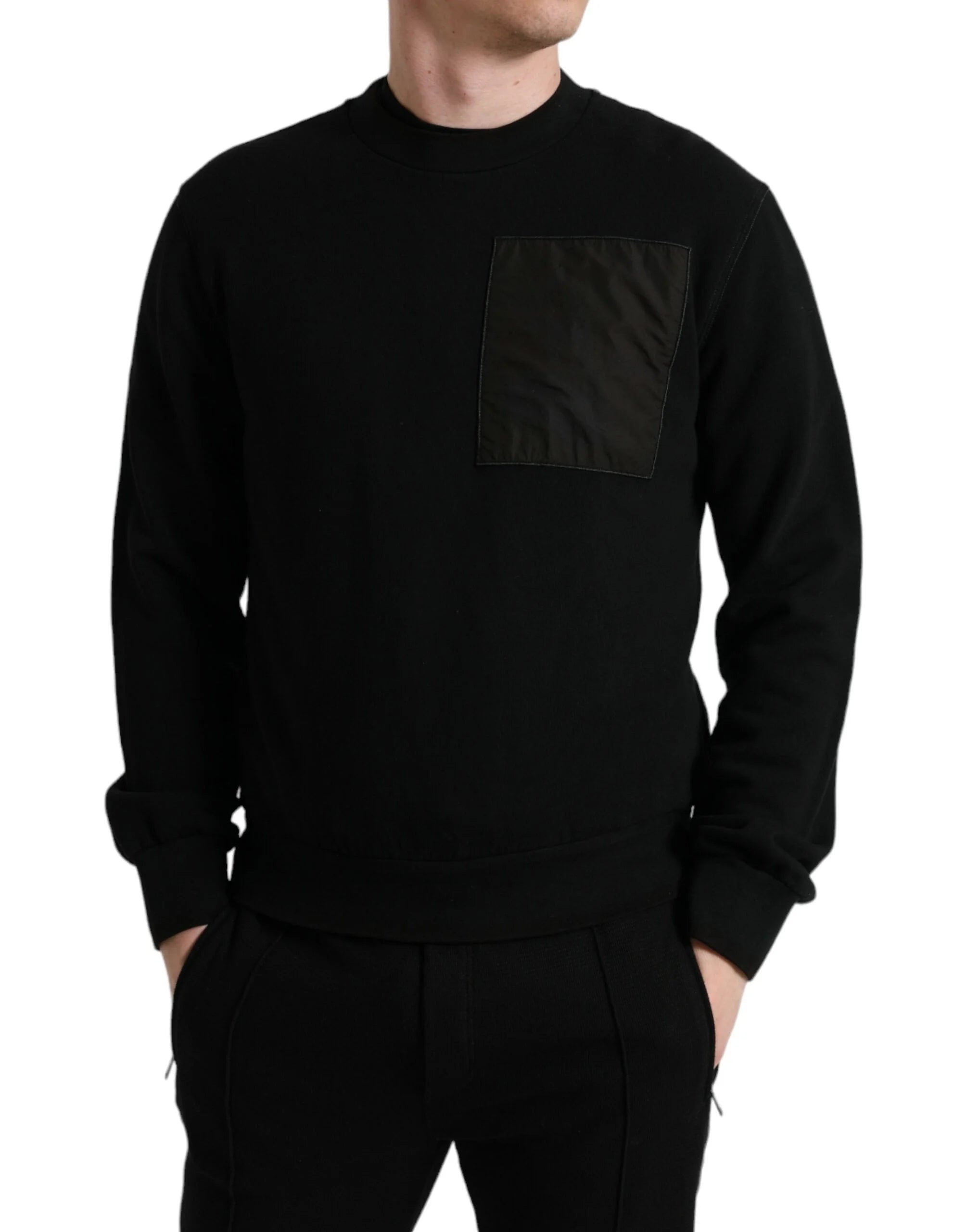 Dolce & Gabbana Black Cotton Crew Neck Men Pullover Sweater - IT50 | L - Sweaters