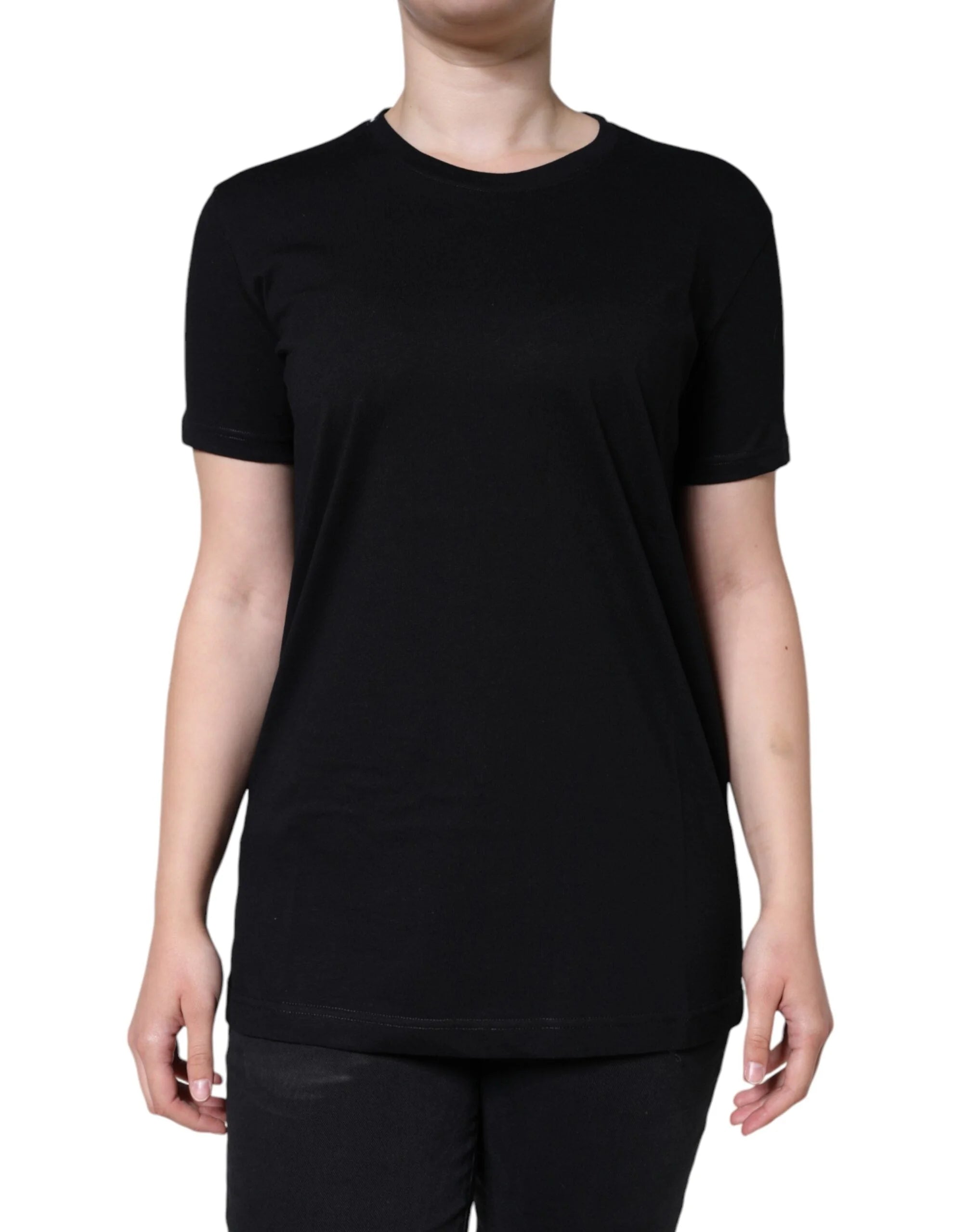 Dolce & Gabbana Black Cotton Crew Neck Short Sleeve T-shirt - T-Shirts