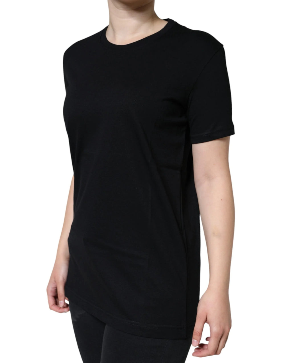 Dolce & Gabbana Black Cotton Crew Neck Short Sleeve T-shirt - T-Shirts