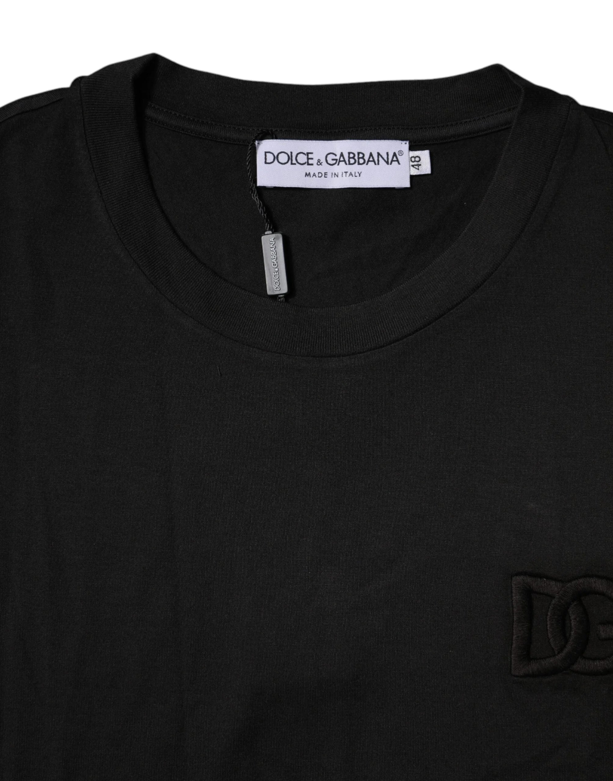 Dolce & Gabbana Black Cotton Crew Neck Short Sleeves T-shirt - IT48 | M - T-Shirts