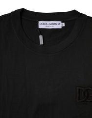 Dolce & Gabbana Black Cotton Crew Neck Short Sleeves T-shirt - IT48 | M - T-Shirts
