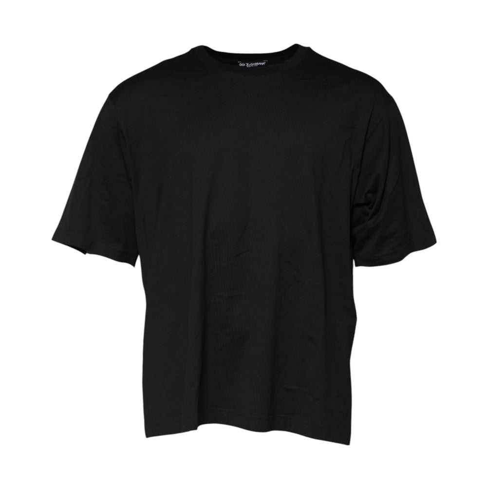 Dolce & Gabbana Black Cotton Crew Neck Short Sleeves T-shirt - IT50 | L - T-Shirts