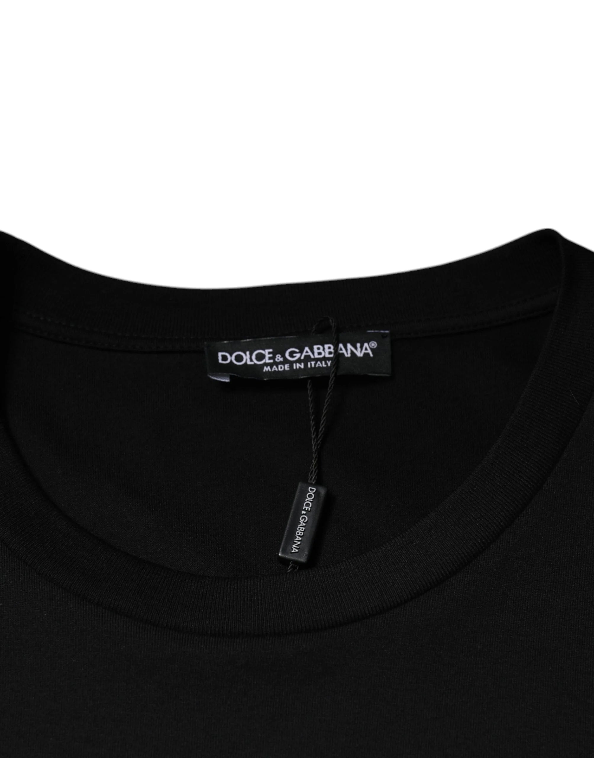 Dolce & Gabbana Black Cotton Crew Neck Short Sleeves T-shirt - IT52 | XL - T-Shirts