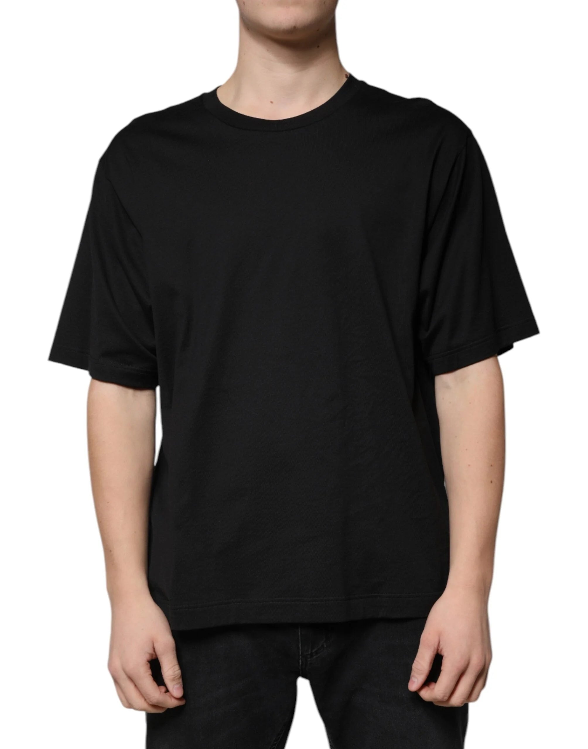 Dolce & Gabbana Black Cotton Crew Neck Short Sleeves T-shirt - IT52 | XL - T-Shirts