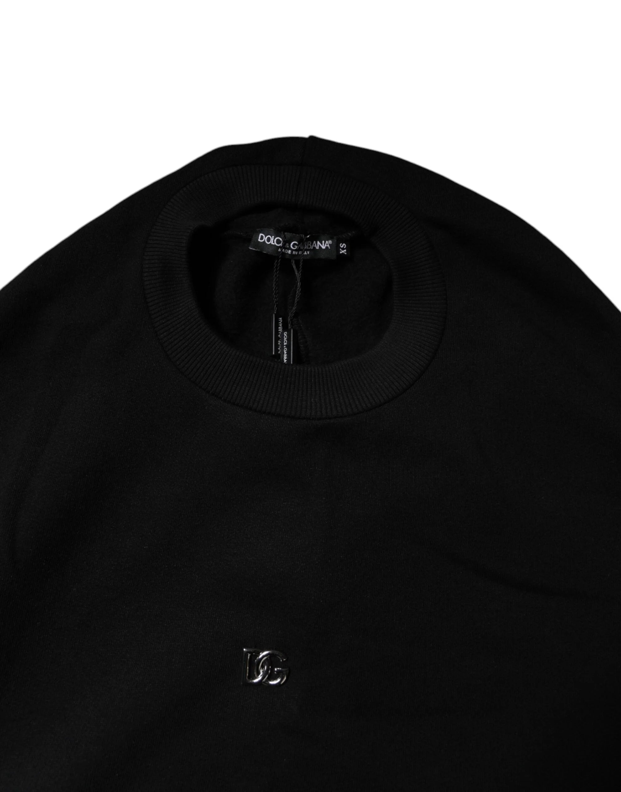 Dolce & Gabbana Black Cotton Crew Neck Sweatshirt Sweater - IT38 | XS - Sweatshirts