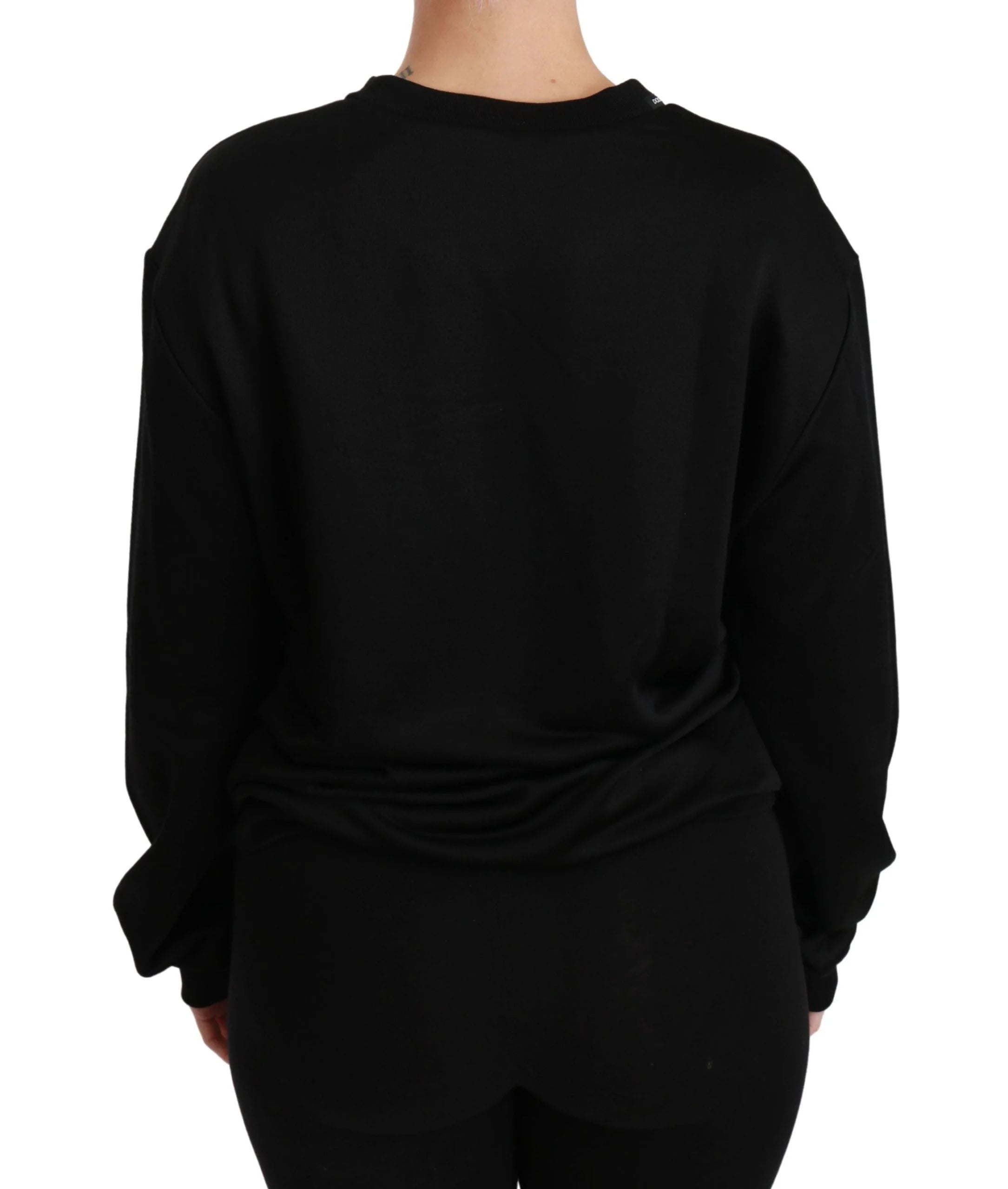 Dolce & Gabbana Black Cotton Crewneck Pullover Sweater - Sweaters