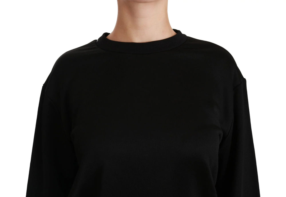 Dolce & Gabbana Black Cotton Crewneck Pullover Sweater - Sweaters