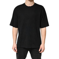 Dolce & Gabbana Black Cotton Crewneck Short Sleeve T-Shirt - IT50 | L