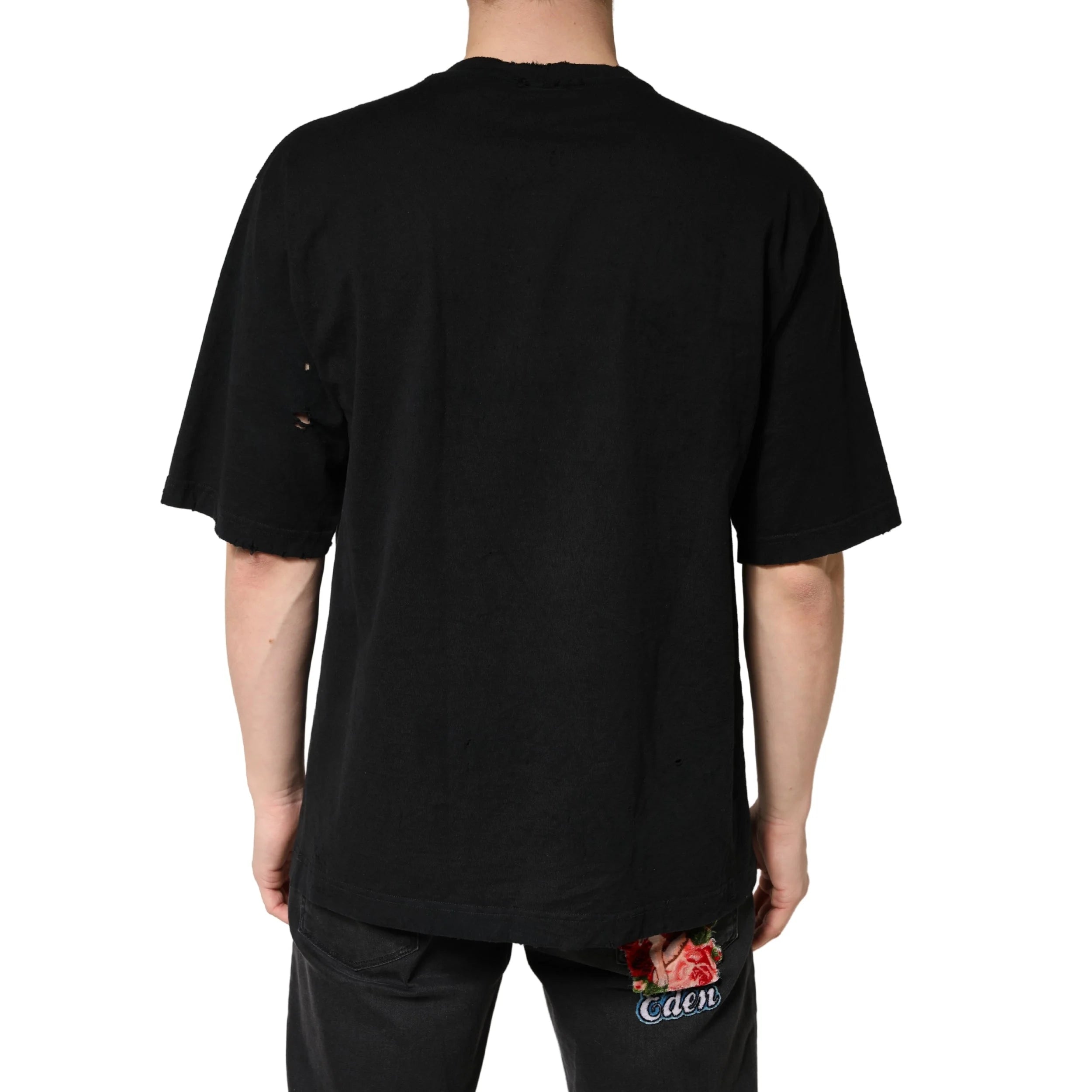Dolce & Gabbana Black Cotton Crewneck Short Sleeve T-Shirt - IT50 | L