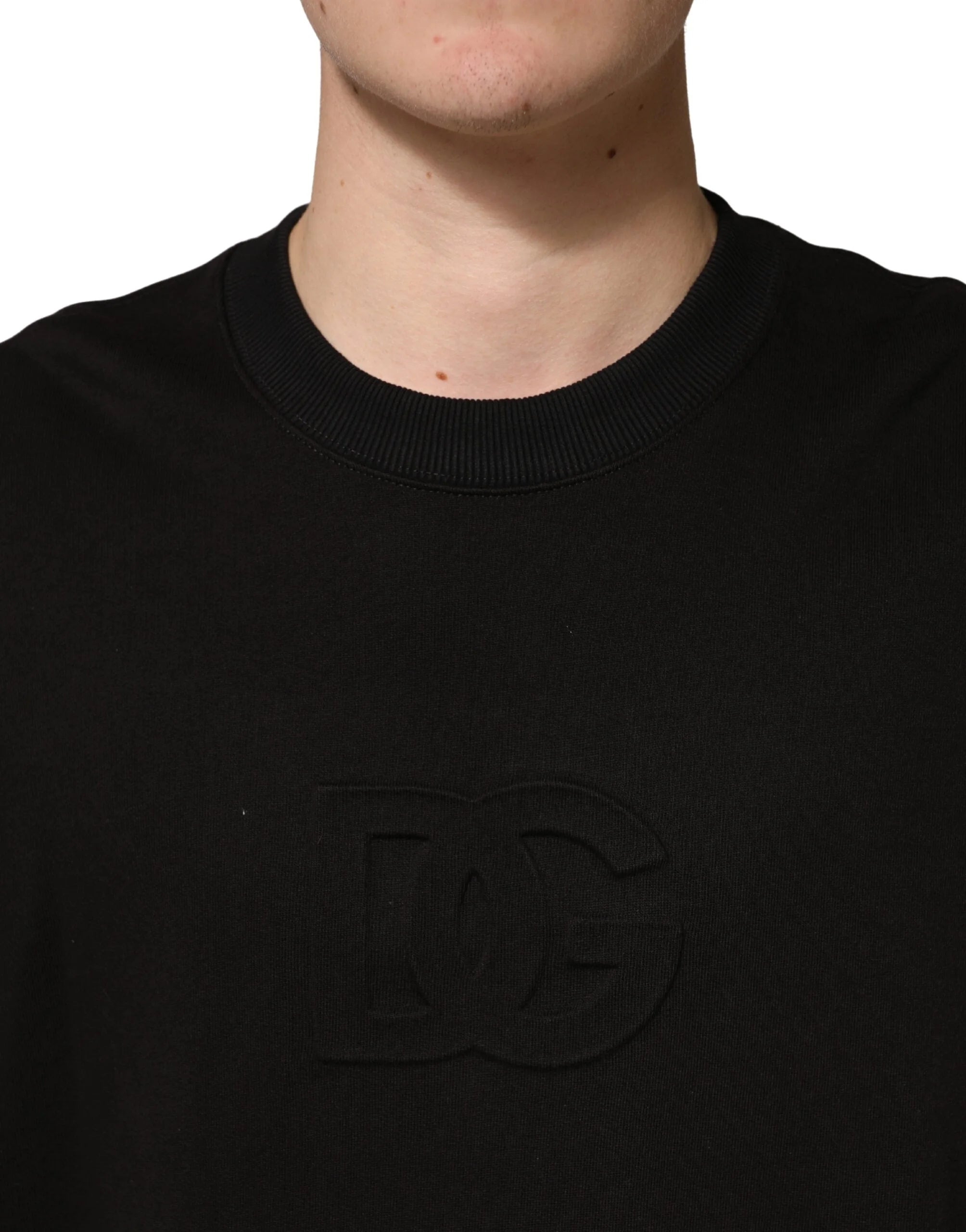 Dolce & Gabbana Black Cotton Crewneck Short Sleeve T-Shirt - IT50 | L