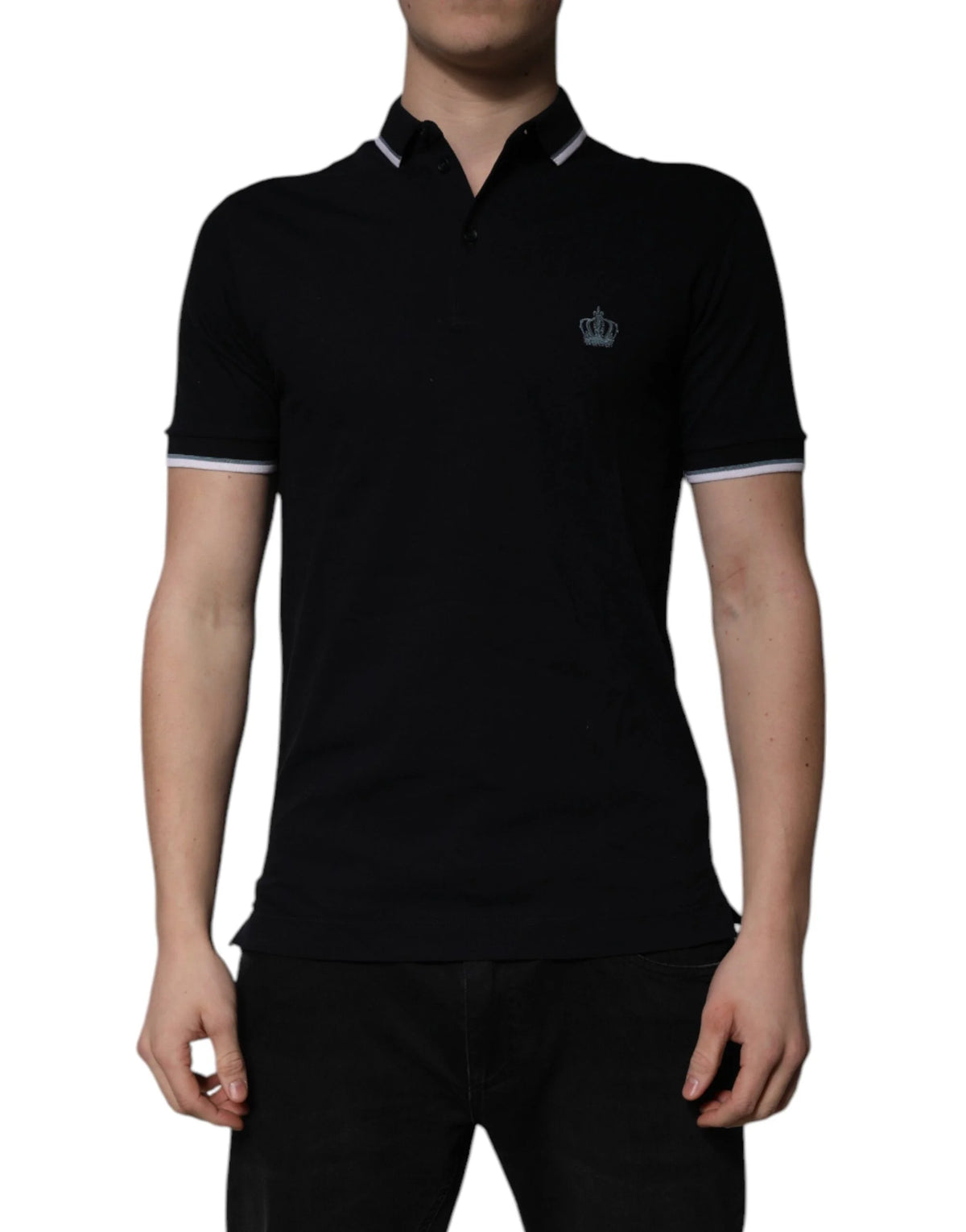 Dolce & Gabbana Black Cotton Crown Collared Polo T-shirt - IT44 | XS - Polos
