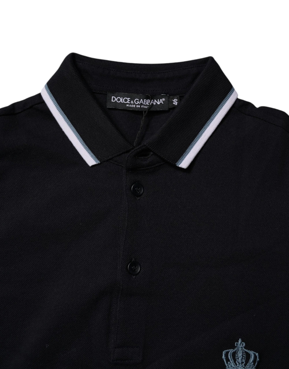 Dolce & Gabbana Black Cotton Crown Collared Polo T-shirt - IT44 | XS - Polos