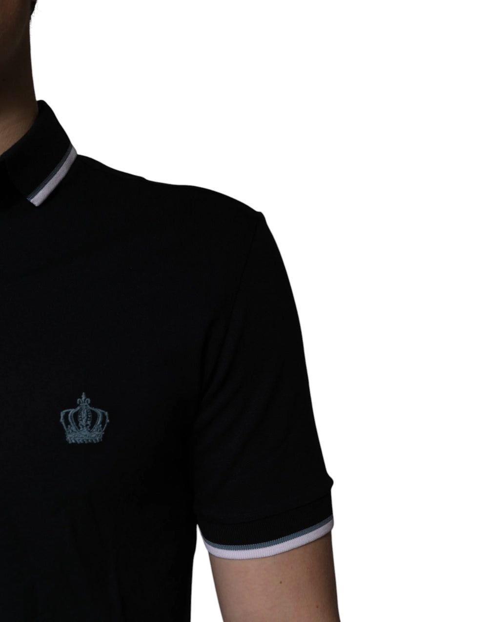 Dolce & Gabbana Black Cotton Crown Collared Polo T-shirt - IT44 | XS - Polos