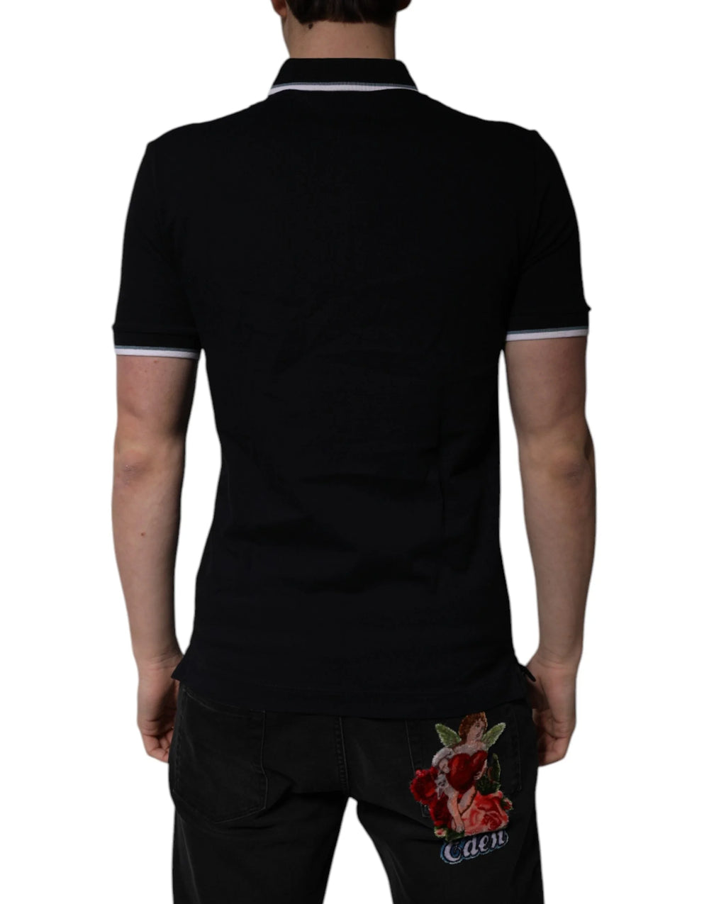Dolce & Gabbana Black Cotton Crown Collared Polo T-shirt - IT44 | XS - Polos