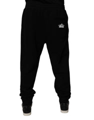 Dolce & Gabbana Black Cotton Crown Logo Jogger Pants - IT58 | 3XL - Joggers
