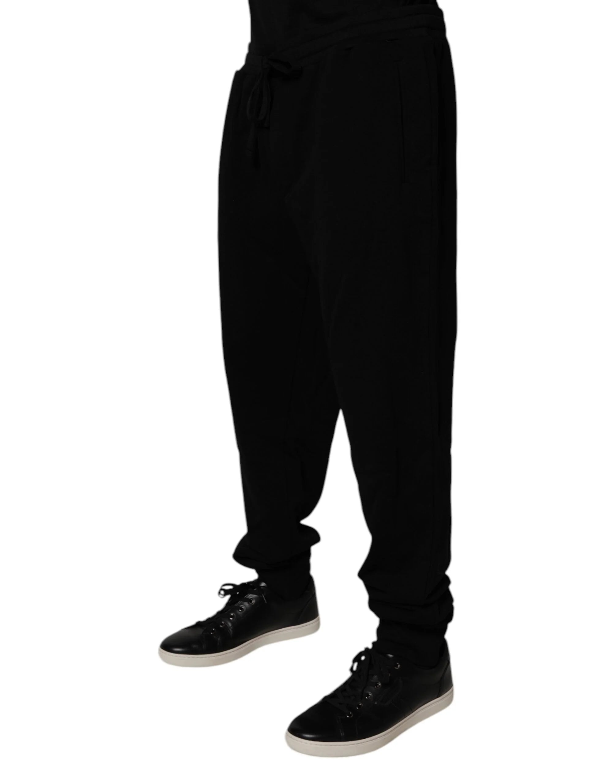 Dolce & Gabbana Black Cotton Crown Logo Jogger Pants - IT58 | 3XL - Joggers
