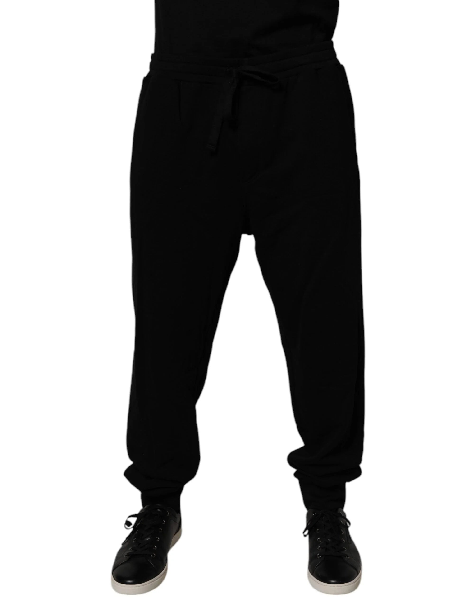 Dolce & Gabbana Black Cotton Crown Logo Jogger Pants - IT58 | 3XL - Joggers