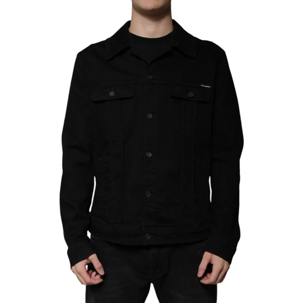 Dolce & Gabbana Black Cotton Denim Jacket - IT52 | XL