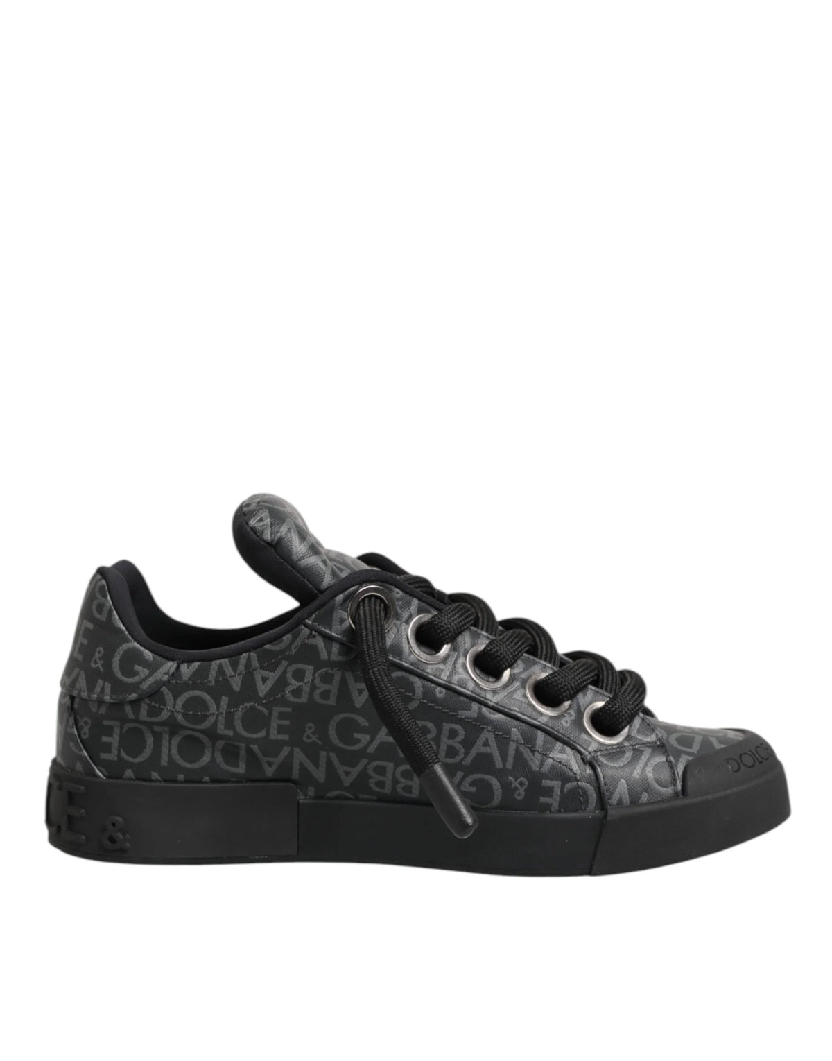 Dolce & Gabbana Black Cotton Denim Logo Low Top Sneakers Shoes - EU44/US11 - Sneakers