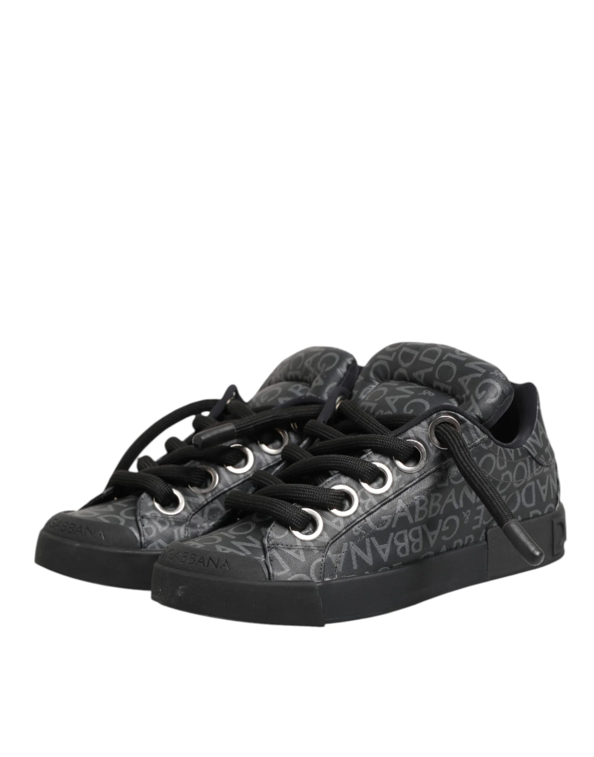 Dolce & Gabbana Black Cotton Denim Logo Low Top Sneakers Shoes - EU44/US11 - Sneakers