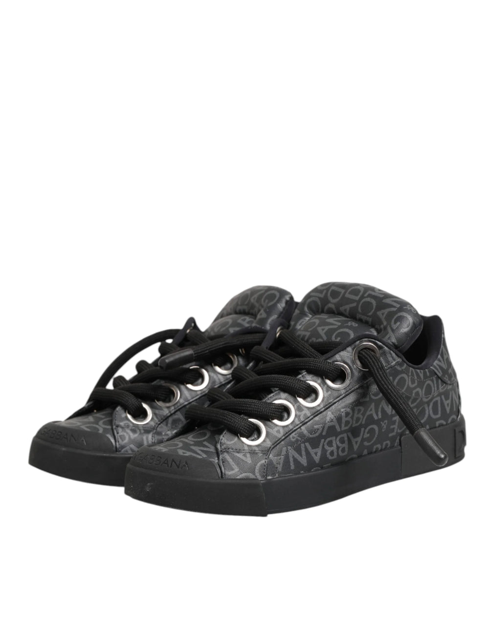 Dolce & Gabbana Black Cotton Denim Logo Low Top Sneakers Shoes - EU44/US11 - Sneakers