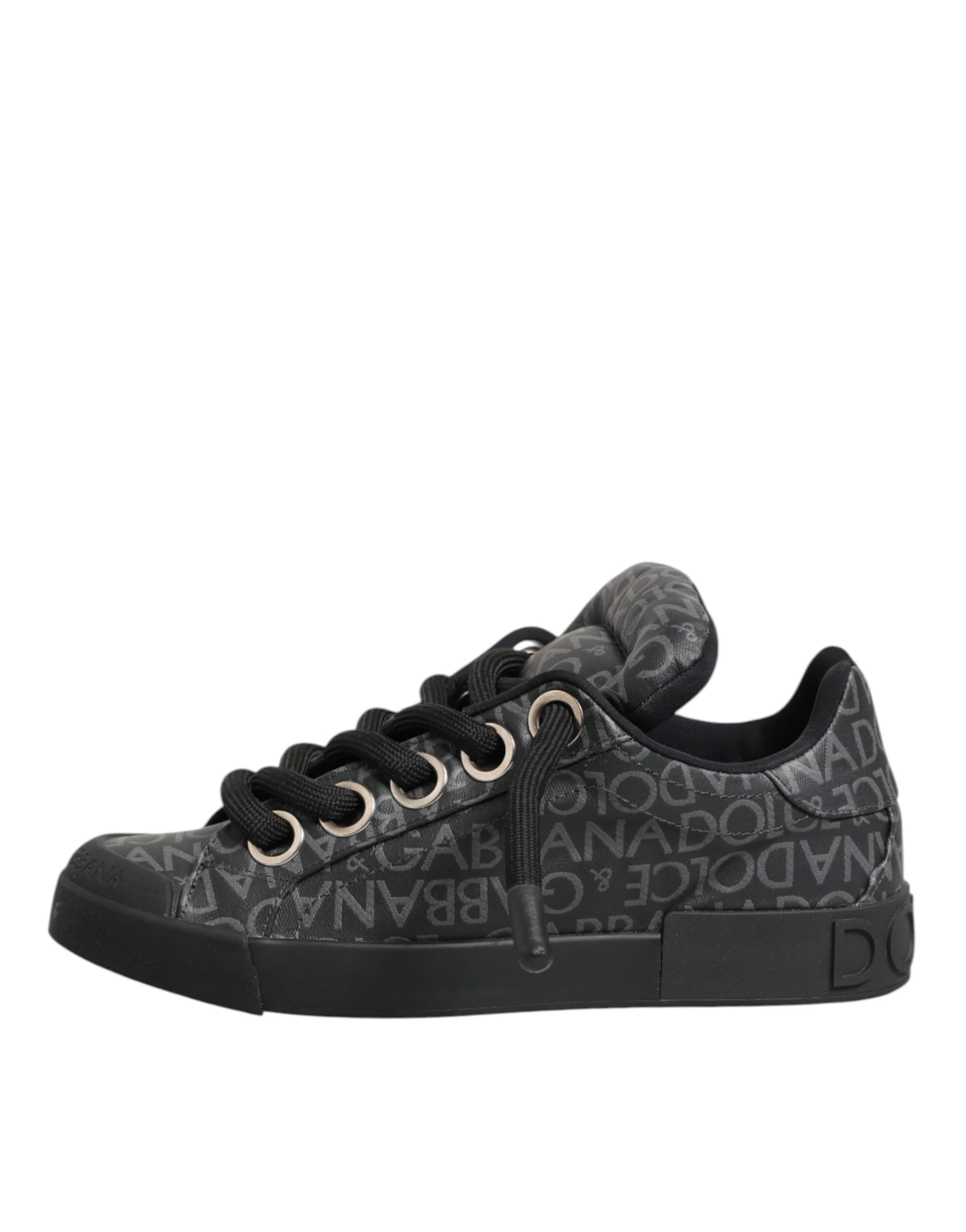 Dolce & Gabbana Black Cotton Denim Logo Low Top Sneakers Shoes - EU44/US11 - Sneakers
