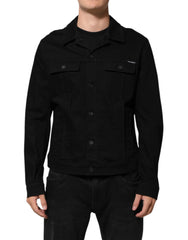 Dolce & Gabbana Black Cotton Denim Stretch Giubbotto Jacket - IT56 | XXL - Trucker Jackets