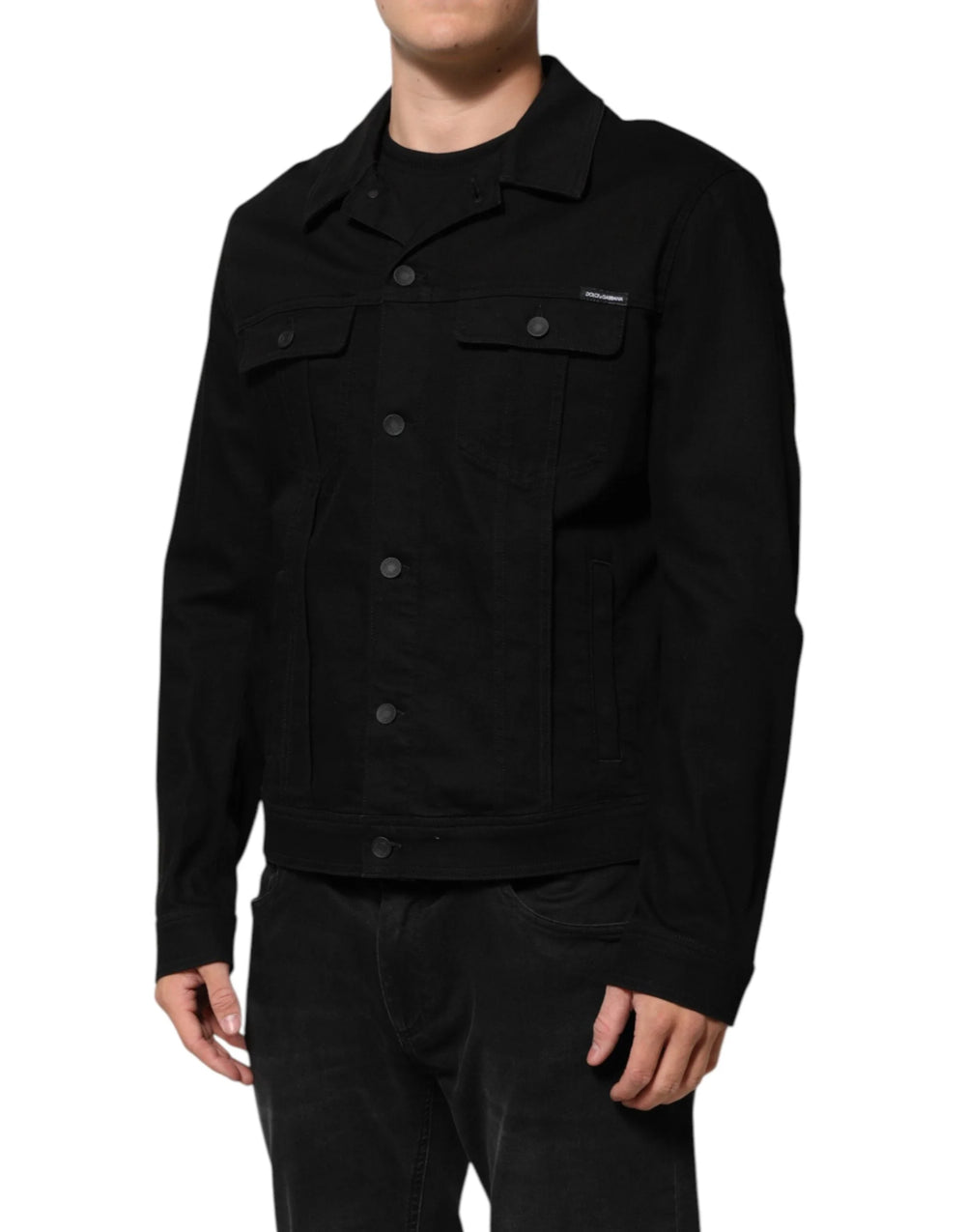 Dolce & Gabbana Black Cotton Denim Stretch Giubbotto Jacket - IT56 | XXL - Trucker Jackets