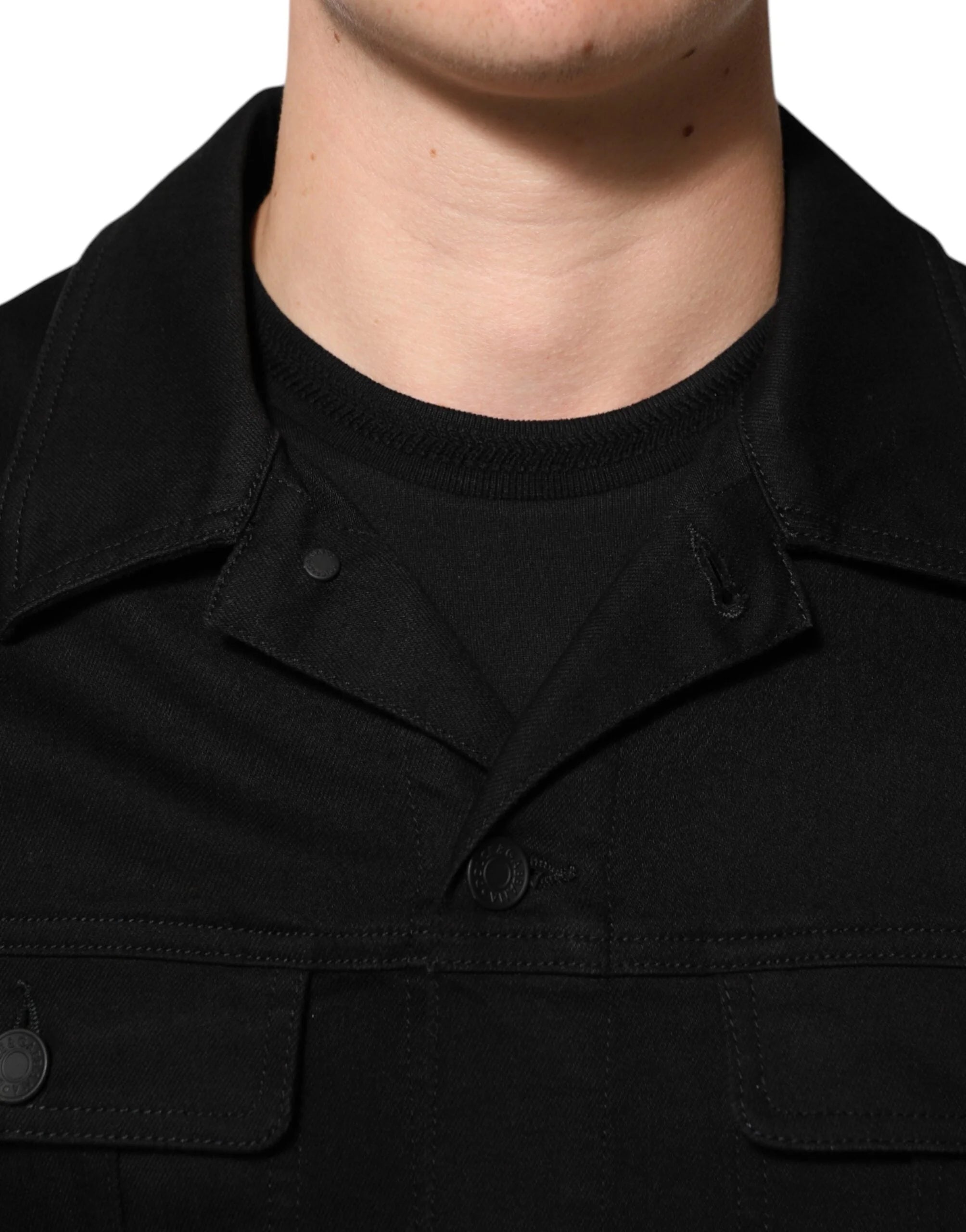 Dolce & Gabbana Black Cotton Denim Stretch Giubbotto Jacket - IT56 | XXL - Trucker Jackets