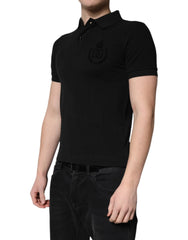 Dolce & Gabbana Black Cotton DG Logo Collared Polo T-shirt - IT44 | XS - Polos