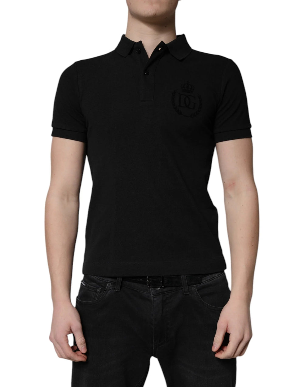 Dolce & Gabbana Black Cotton DG Logo Collared Polo T-shirt - IT44 | XS - Polos