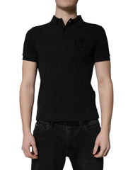 Dolce & Gabbana Black Cotton DG Logo Collared Polo T-shirt - IT44 | XS - Polos