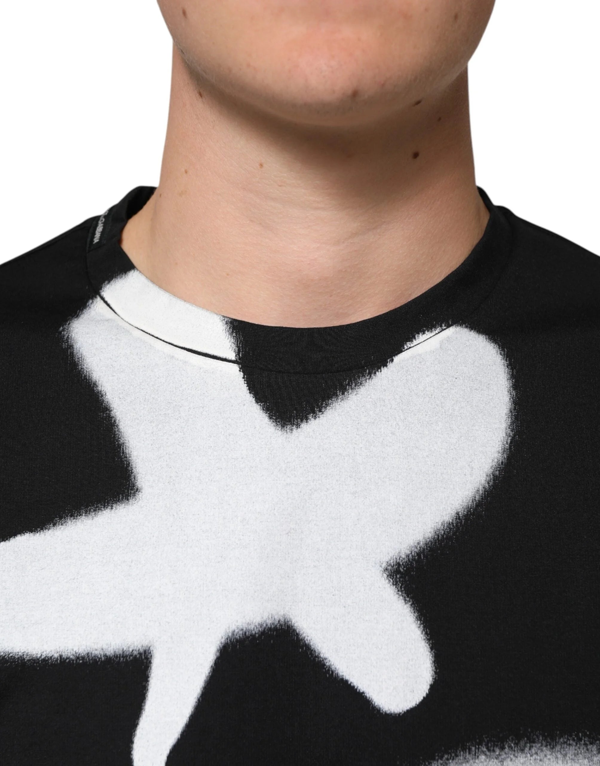 Dolce & Gabbana Black Cotton DG Logo Graffiti Short Sleeve T-shirt - XS - T-Shirts