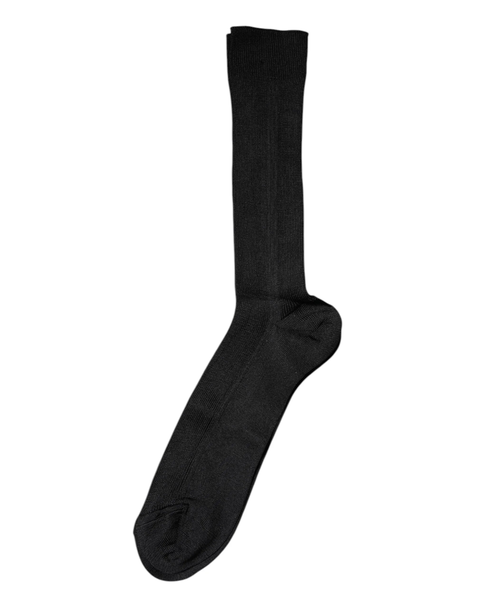 Dolce & Gabbana Black Cotton DG Logo Mid Calf Men Socks - M