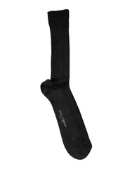 Dolce & Gabbana Black Cotton DG Logo Mid Calf Men Socks - M