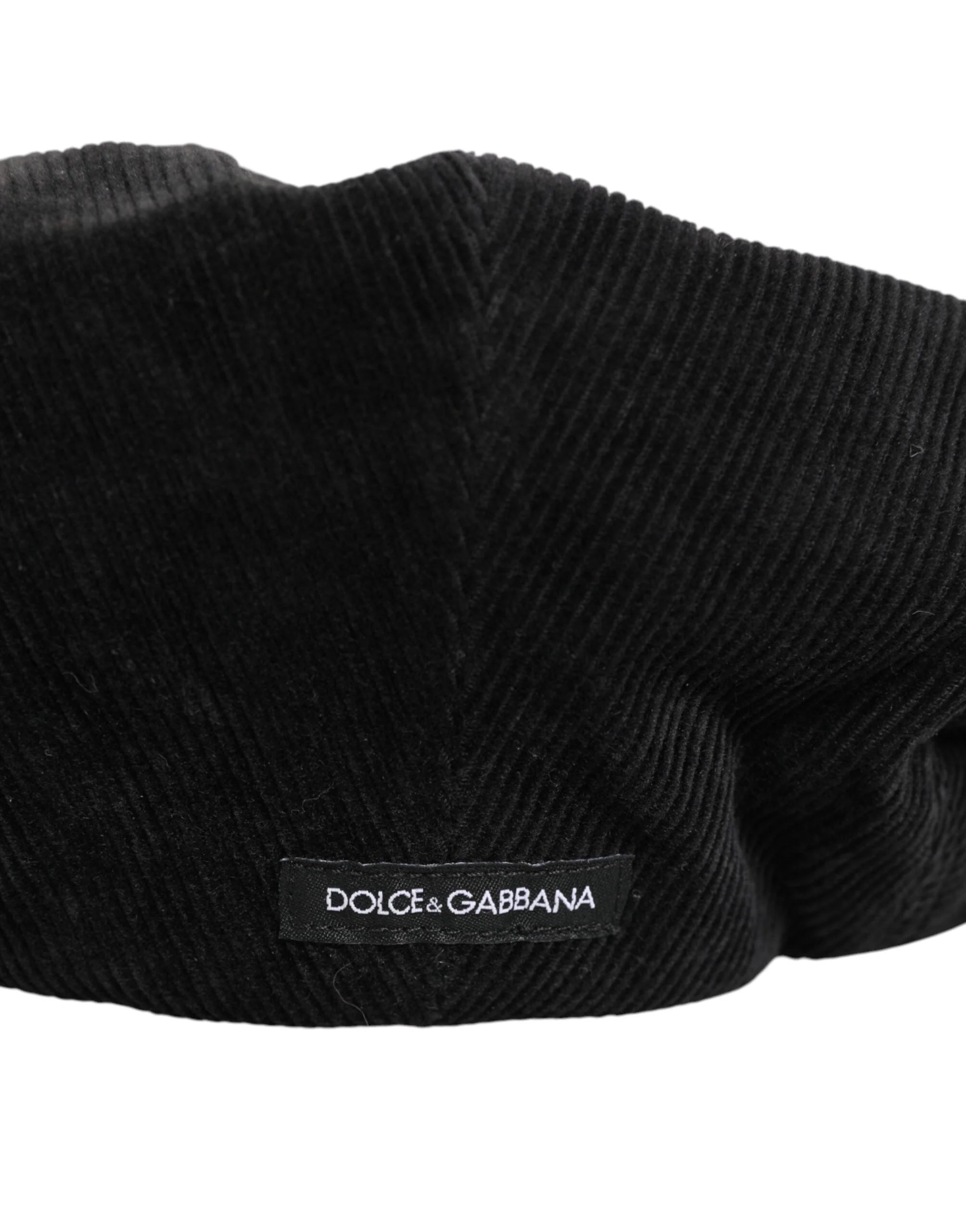 Dolce & Gabbana Black Cotton DG Logo Newsboy Cloth Capello Hat - 57 cm|S - Flat Caps