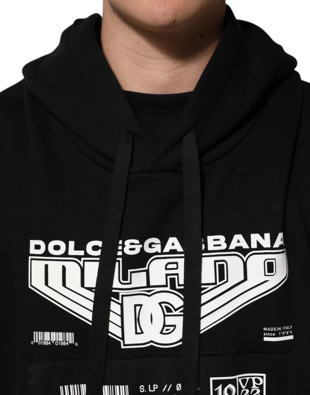 Dolce & Gabbana Black Cotton DG Milano Logo Print Hoodie Sweater - XL - Hoodies