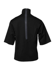 Dolce & Gabbana Black Cotton DG Print Turtleneck T-shirt - IT50 | L - T-Shirts